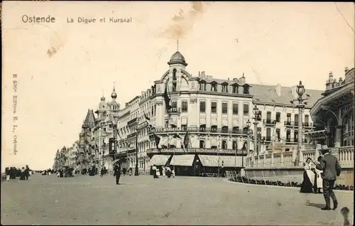 Ak Oostende Ostende Westflandern, La Digue et Kursaal