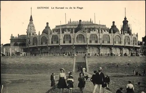 Ak Oostende Ostende Westflandern, Le Kursaal vu de la Plage