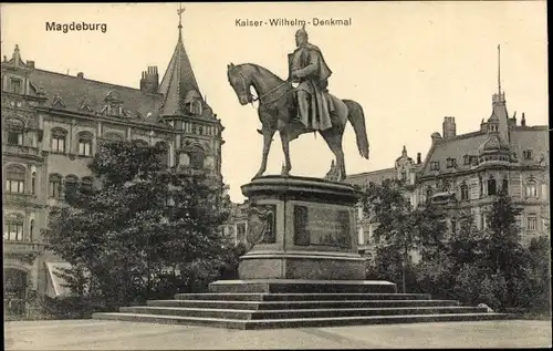 Ak Magdeburg an der Elbe, Kaiser Wilhelm Platz, Denkmal