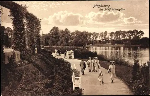 Ak Magdeburg an der Elbe, Am Adolf Mittag-See