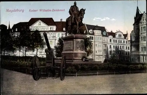 Ak Magdeburg, Kaiser Wilhelm Denkmal, Kanone