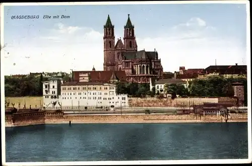Ak Magdeburg, Elbe mit Dom