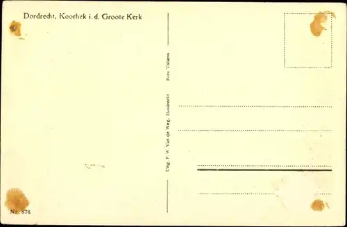 Ak Dordrecht Südholland Niederlande, Koorhek i. d. Groote Kerk