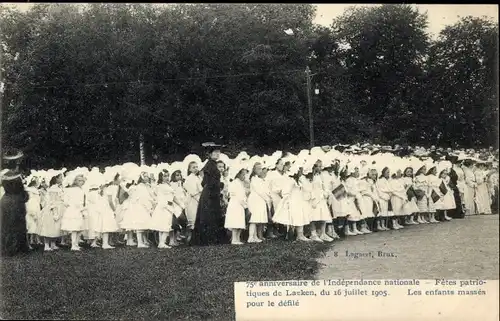 Ak Laeken Bruxelles Brüssel, 75e anniversaire de l'Independance nationale, 16.07.1905, Les enfants