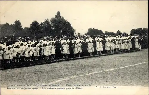 Ak Laeken Bruxelles Brüssel, 75e anniversaire de l'Independance nationale, 16.07.1905, Les enfants