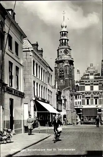 Ak Vlissingen Zeeland Niederlande, Bellamypark met St. Jacobstoren