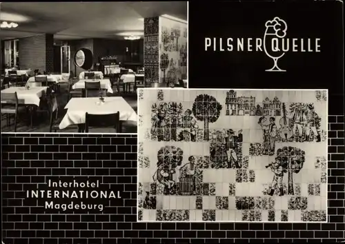 Ak Magdeburg an der Elbe, Interhotel International, Restaurant Pilsner Quelle, Innenansicht