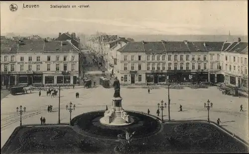 Ak Louvain Leuven Flämisch Brabant, Statieplaats en -straat, Denkmal