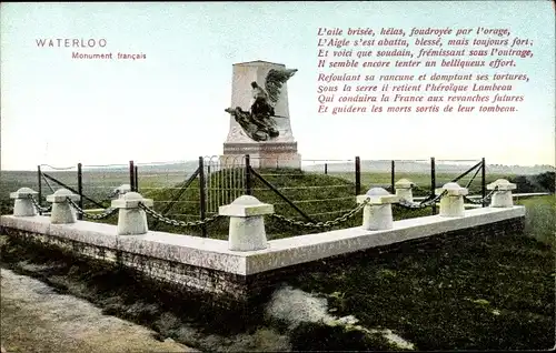 Ak Waterloo Wallonisch Brabant, Monument francais