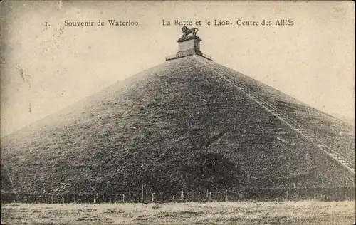 Ak Waterloo Wallonisch Brabant, La Butte et le Lion, Centre des Allies