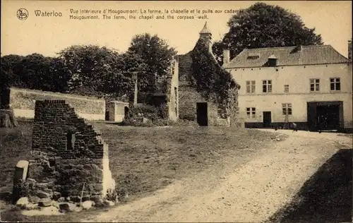 Ak Waterloo Wallonisch Brabant, Hougoumont, la ferme, la chapelle, les cadavres