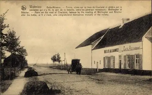 Ak Waterloo Wallonisch Brabant, vue générale de Belle Alliance, Café Restaurant