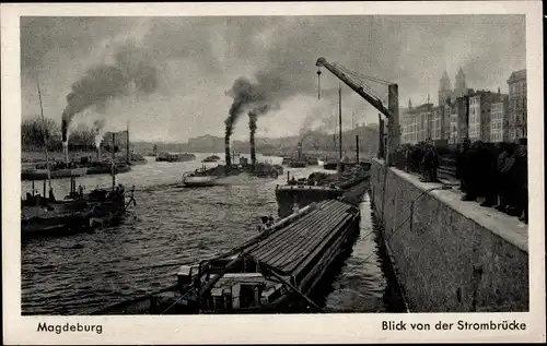 Ak Magdeburg an der Elbe, Blick von der Strombrücke