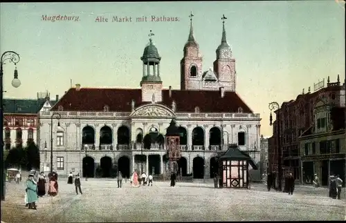 Ak Magdeburg an der Elbe, Alter Markt mit Rathaus