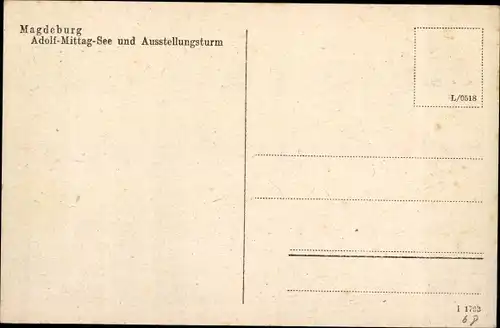 Ak Magdeburg, Adolf Mittag See mit Ausstellungsturm