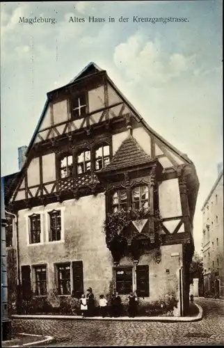 Ak Magdeburg an der Elbe, Fachwerkhaus in der Kreuzgangstraße