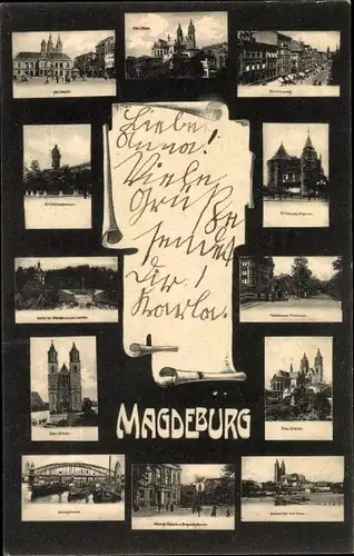 Ak Magdeburg, Dom, Rathaus, Denkmal, Brücke