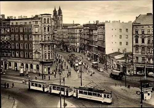 Ak Magdeburg an der Elbe, Hasselbachplatz, Straßenbahnen