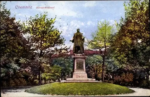 Ak Chemnitz in Sachsen, Körnerdenkmal