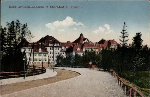 Ak Ebersdorf Chemnitz in Sachsen, Neue Artillerie Kaserne, Zufahrt