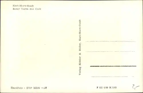 Ak Karl Marx Stadt Chemnitz Sachsen, Roter Turm mit Cafe