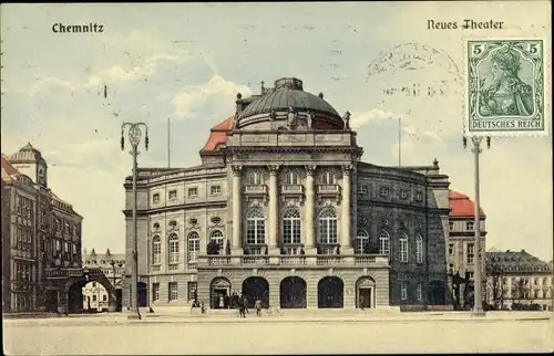 Ak Chemnitz in Sachsen, Neues Theater, Außenansicht