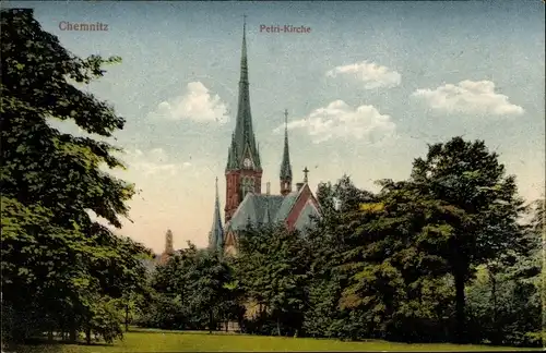 Ak Chemnitz in Sachsen, Petri-Kirche, Außenansicht