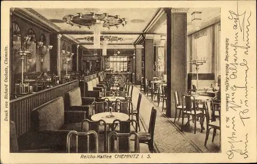 Ak Chemnitz Sachsen, Reichs Kaffee, Innenansicht