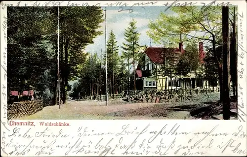 Ak Chemnitz Sachsen, Waldschänke, Außenansicht