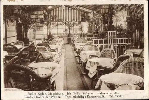 Ak Magdeburg an der Elbe, Fürsten-Kaffee, Palmenterrasse