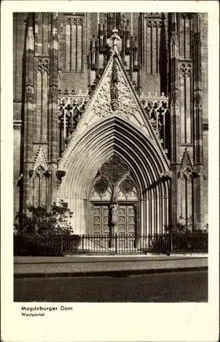 Ak Magdeburg an der Elbe, Magdeburger Dom, Westportal