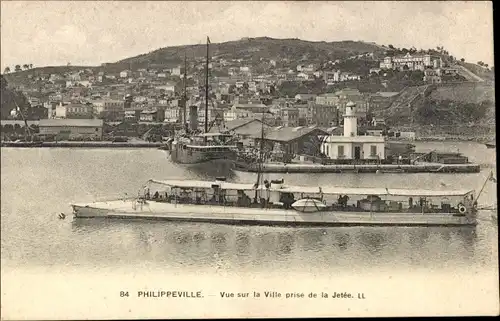 Ak Philippeville Skikda Algerien, Vue sur la Ville prise de la Jetee