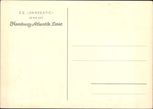 Künstler Ak Dampfschiff SS Hanseatic, Hamburg Atlantic Line, HAL