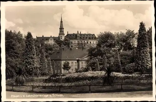 Ak Plauen im Vogtland, Lohmühlenanlagen und Schloss