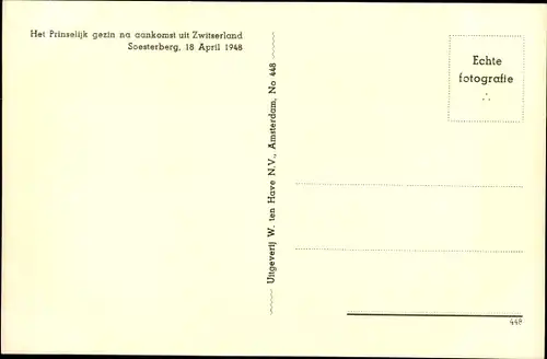 Ak Niederländisches Königshaus, Juliana der Niederlande, Prinz Bernhard, Soesterberg 1948