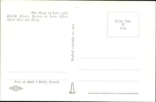 Ak Niederländisches Königshaus, Prinzessinnen Beatrix und Irene in der Kutsche