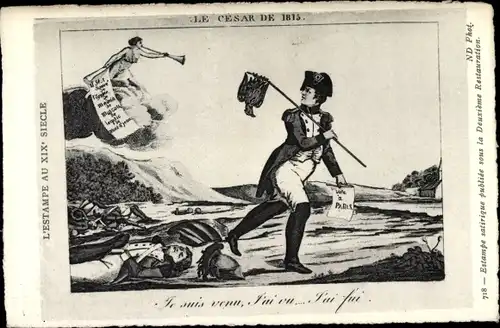 Künstler Ak Estampe satirique sous la Deuxieme Restauration, Le Cesar de 1815, Napoleon