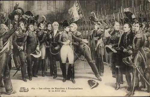 Ak Les Adieux de Napoleon a Fontainebleau, le 20 Avril 1814