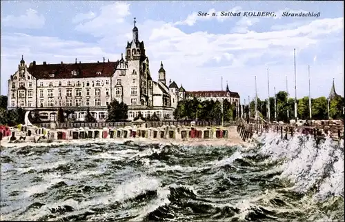 Ak Kołobrzeg Kolberg Pommern, Strandschloss