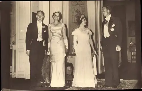 Ak King George VI and Queen Elizabeth, King Leopold III