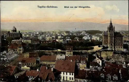 Ak Teplice Teplitz Schönau Reg. Aussig, Blick von der Königshöhe