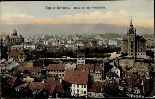 Ak Teplice Šanov Teplitz Schönau Region Aussig, Blick von der Königshöhe
