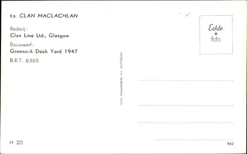 Ak TS Clan Maclachlan, Clan Line Ltd.