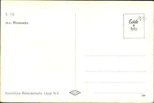 Ak Dampfer MS Wonosobo, Koninklijke Rotterdamsche Lloyd