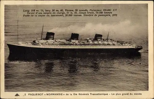 Ak Paquebot Normandie, CGT