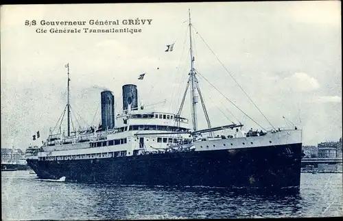 Ak Paquebot SS Gouverneur Général Grévy, Dampfschiff, CGT, French Line