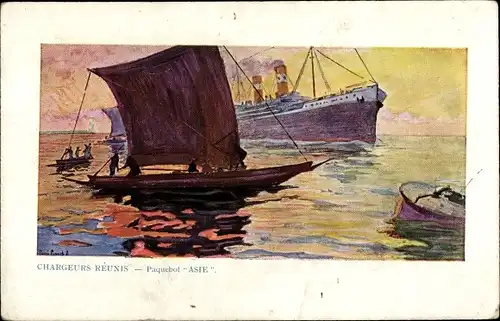 Künstler Ak Paquebot Asie, Compagnie des Chargeurs Réunis
