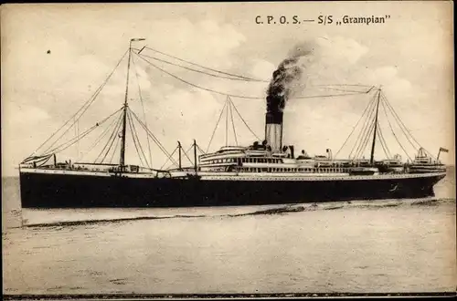 Ak CPOS, S.S. Grampian der Allan Line, Canadian Pacific Line