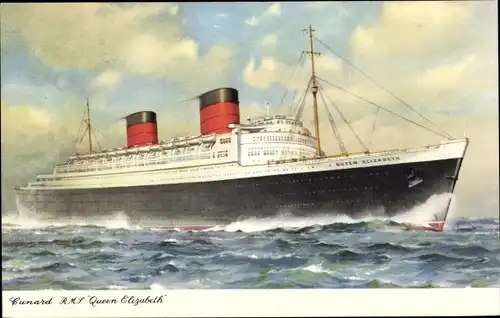 Ak Dampfer RMS Queen Elizabeth, Cunard Line