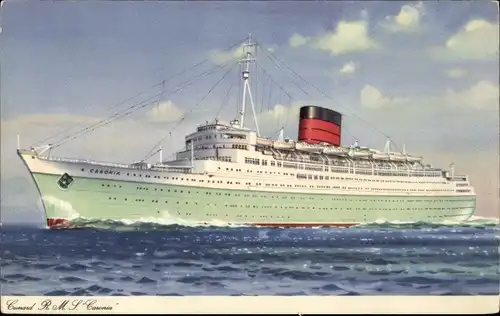 Ak Dampfer RMS Caronia auf dem Meer, Cunard Line